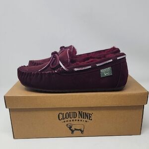 Cloud Nine Sheepskin Burgundy Moccasins
